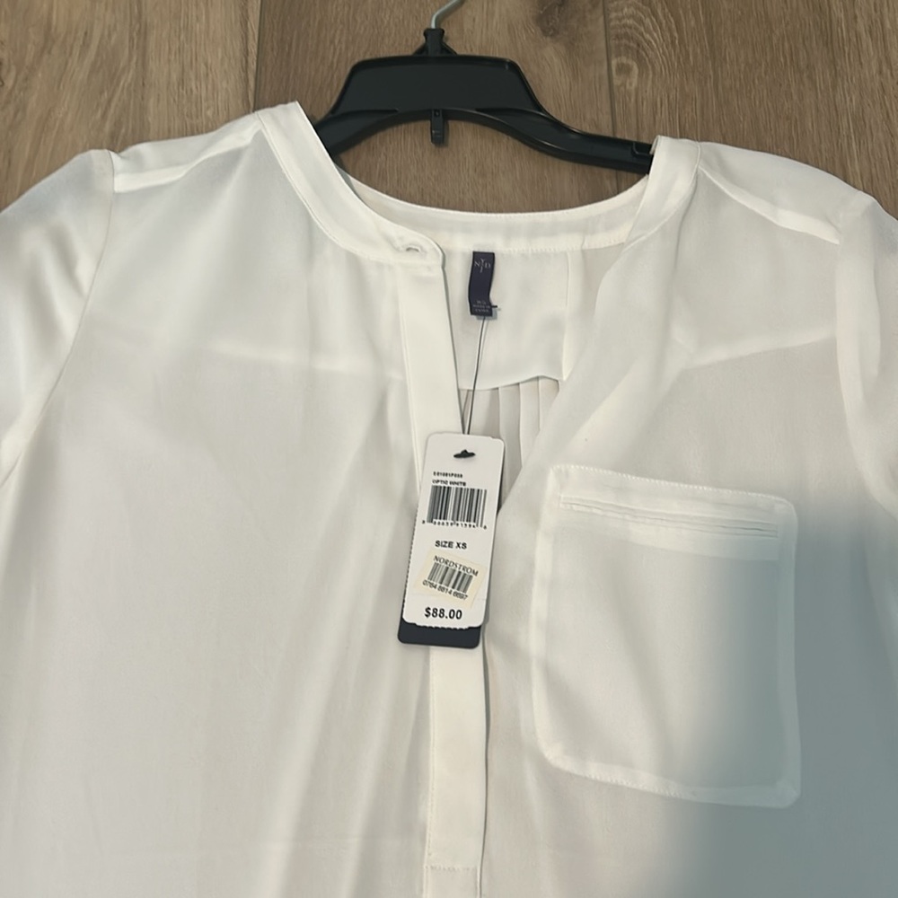 NWT NYDJ pintuck blouse optic white